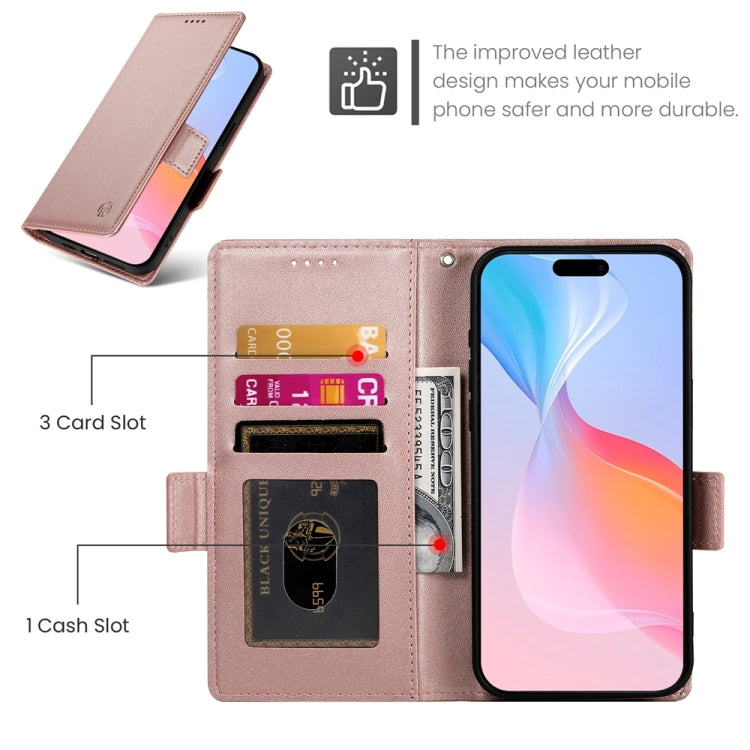 For iPhone 16 Pro Side Buckle Magnetic Frosted Leather Phone Case(Rose Gold) by buy2fix