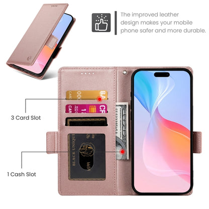For iPhone 16 Pro Side Buckle Magnetic Frosted Leather Phone Case(Rose Gold) by buy2fix