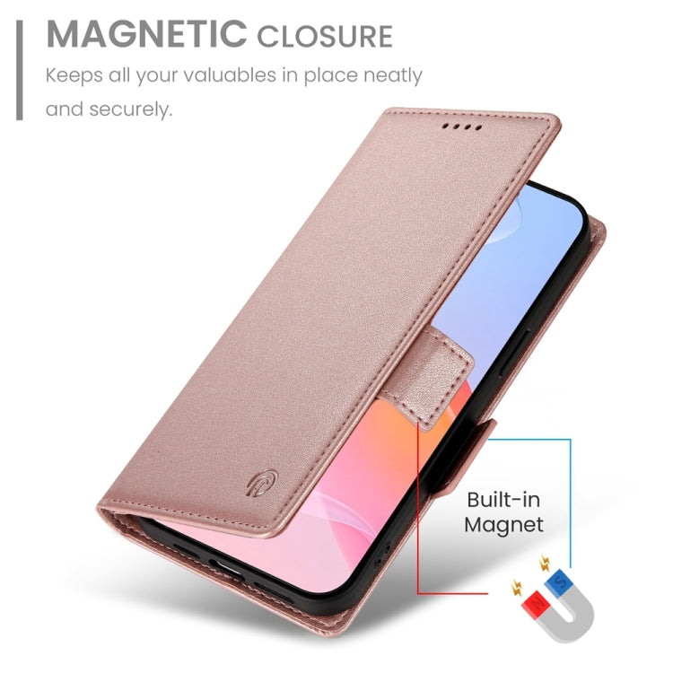 For iPhone 16 Pro Side Buckle Magnetic Frosted Leather Phone Case(Rose Gold) by buy2fix