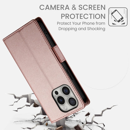 For iPhone 16 Pro Side Buckle Magnetic Frosted Leather Phone Case(Rose Gold) by buy2fix