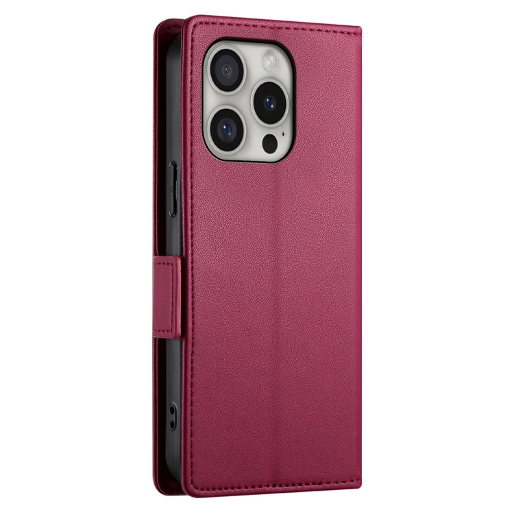 For iPhone 16 Pro Side Buckle Magnetic Frosted Leather Phone Case(Wine Red) by buy2fix