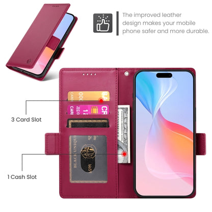 For iPhone 16 Pro Side Buckle Magnetic Frosted Leather Phone Case(Wine Red) by buy2fix