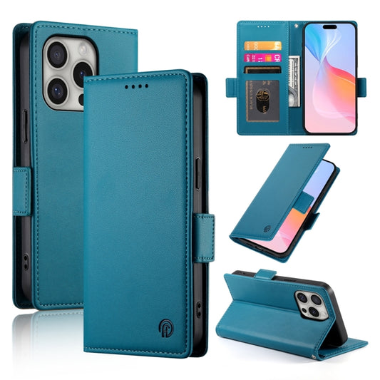 For iPhone 16 Pro Side Buckle Magnetic Frosted Leather Phone Case(Blue) by buy2fix