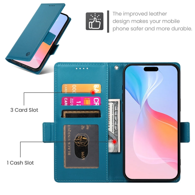For iPhone 16 Pro Side Buckle Magnetic Frosted Leather Phone Case(Blue) by buy2fix