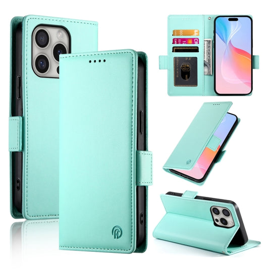 For iPhone 16 Pro Side Buckle Magnetic Frosted Leather Phone Case(Mint Green) by buy2fix