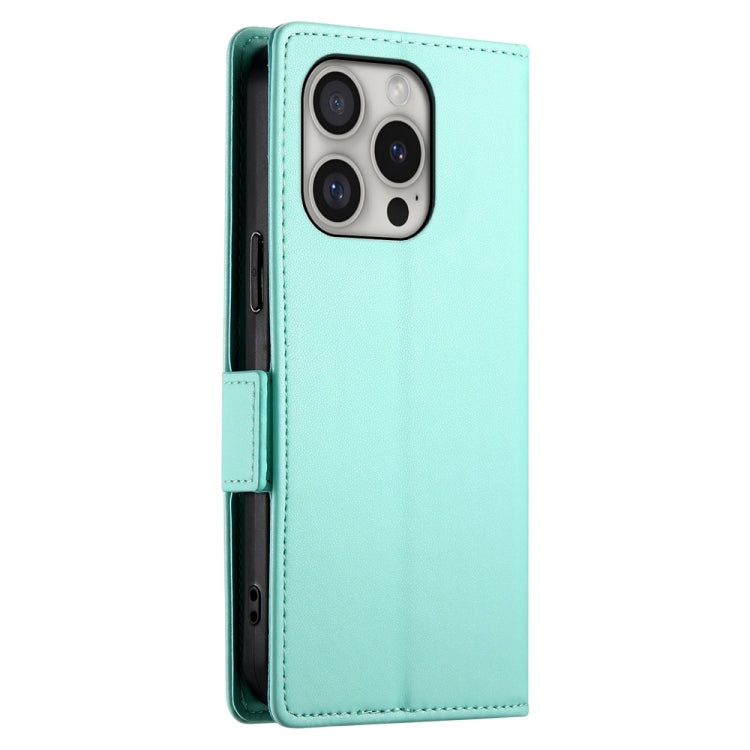 For iPhone 16 Pro Side Buckle Magnetic Frosted Leather Phone Case(Mint Green) by buy2fix