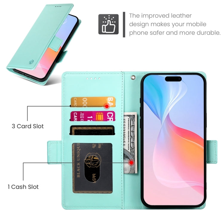 For iPhone 16 Pro Side Buckle Magnetic Frosted Leather Phone Case(Mint Green) by buy2fix