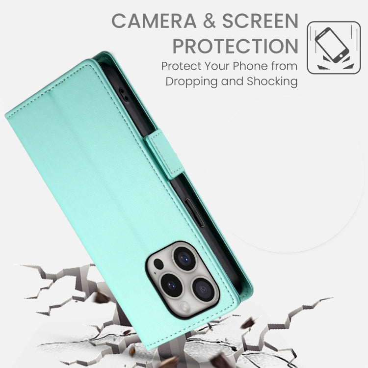 For iPhone 16 Pro Side Buckle Magnetic Frosted Leather Phone Case(Mint Green) by buy2fix