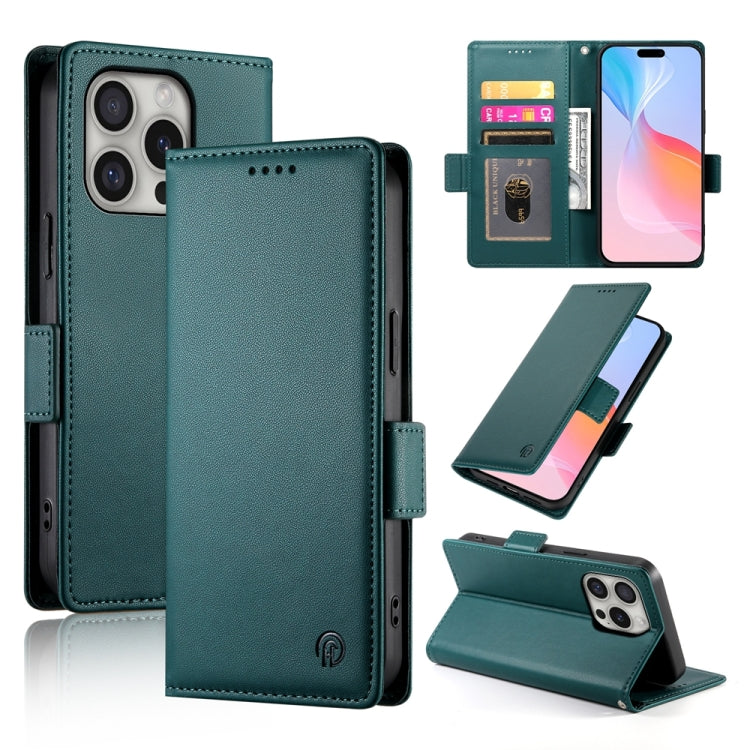 For iPhone 16 Pro Side Buckle Magnetic Frosted Leather Phone Case(Dark Green) by buy2fix