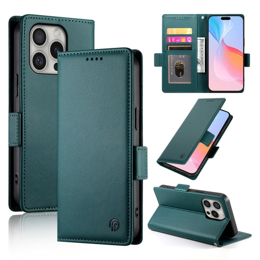 For iPhone 16 Pro Side Buckle Magnetic Frosted Leather Phone Case(Dark Green) by buy2fix