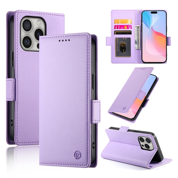 For iPhone 16 Pro Side Buckle Magnetic Frosted Leather Phone Case(Purple) by buy2fix