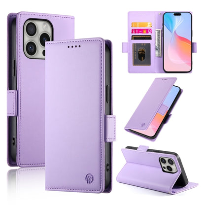 For iPhone 16 Pro Side Buckle Magnetic Frosted Leather Phone Case(Purple) by buy2fix