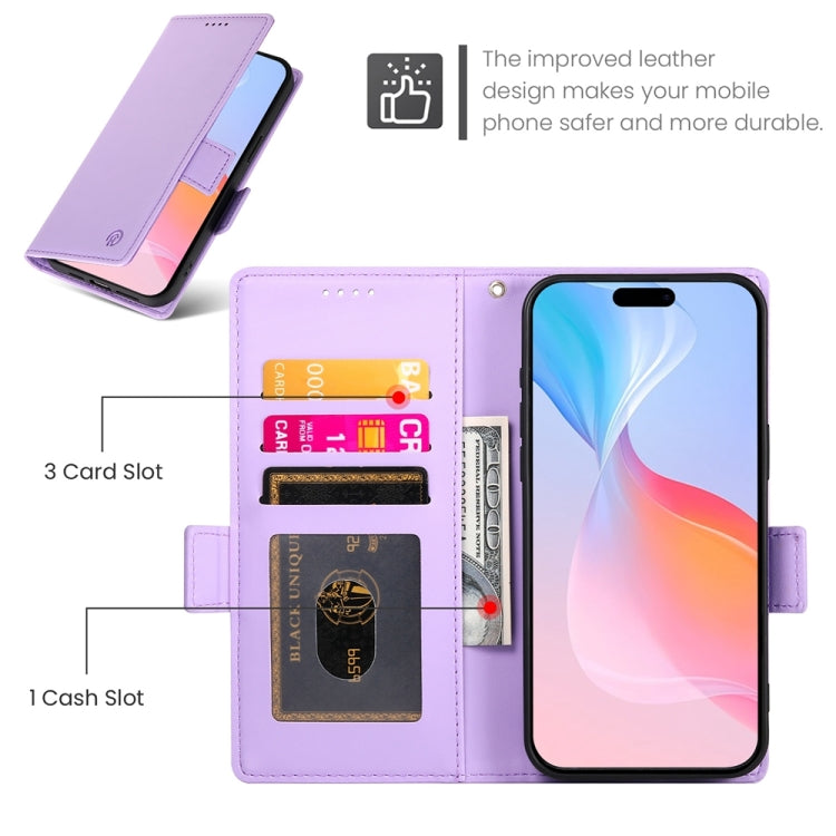 For iPhone 16 Pro Side Buckle Magnetic Frosted Leather Phone Case(Purple) by buy2fix