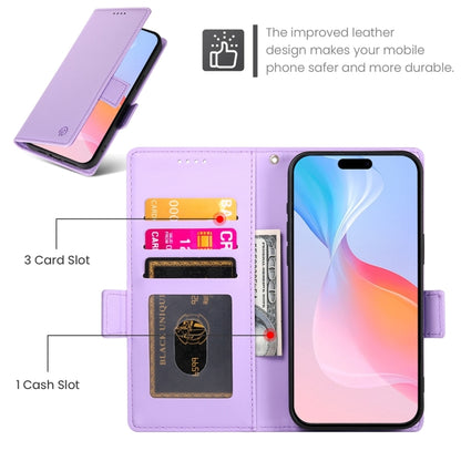 For iPhone 16 Pro Side Buckle Magnetic Frosted Leather Phone Case(Purple) by buy2fix