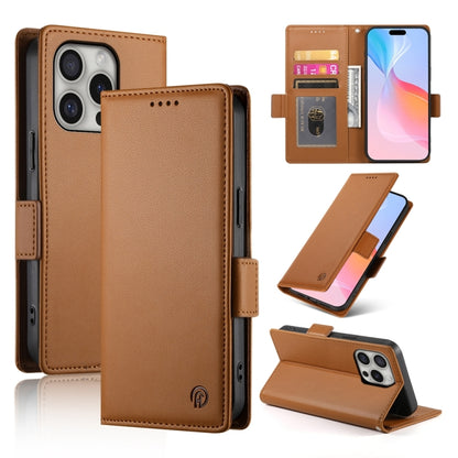 For iPhone 16 Pro Side Buckle Magnetic Frosted Leather Phone Case(Brown) by buy2fix
