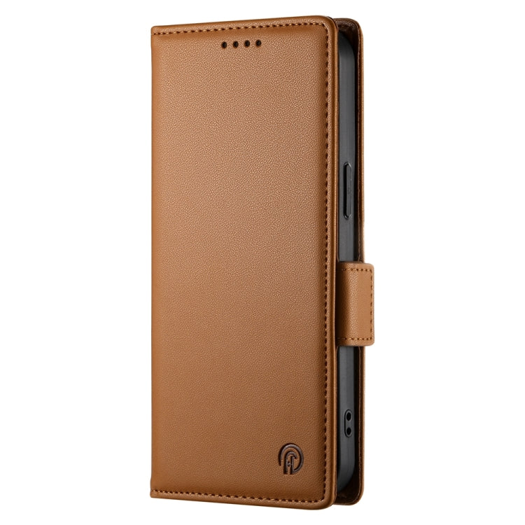 For iPhone 16 Pro Side Buckle Magnetic Frosted Leather Phone Case(Brown) by buy2fix