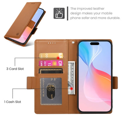 For iPhone 16 Pro Side Buckle Magnetic Frosted Leather Phone Case(Brown) by buy2fix