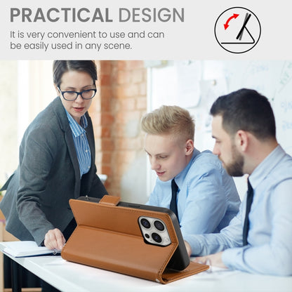 For iPhone 16 Pro Side Buckle Magnetic Frosted Leather Phone Case(Brown) by buy2fix