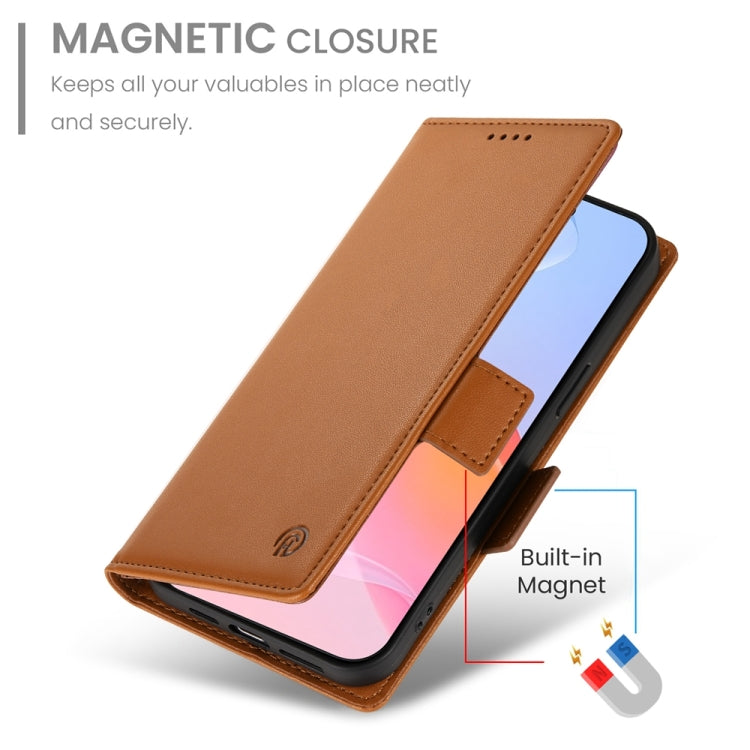 For iPhone 16 Pro Side Buckle Magnetic Frosted Leather Phone Case(Brown) by buy2fix