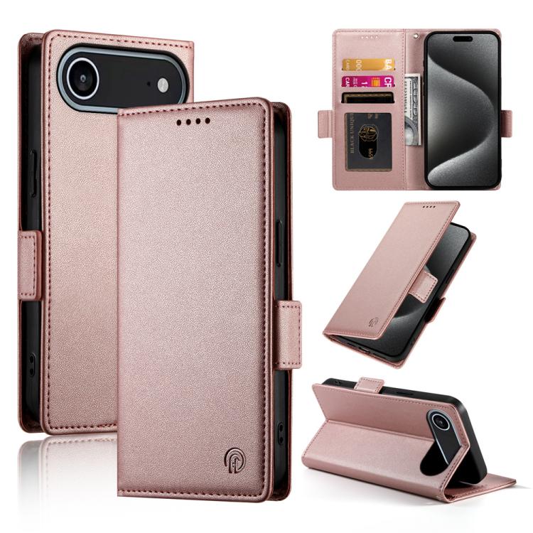 For iPhone Air Side Buckle Magnetic Frosted Leather Phone Case(Rose Gold) - iPhone Air Cases by buy2fix | Online Shopping UK | buy2fix