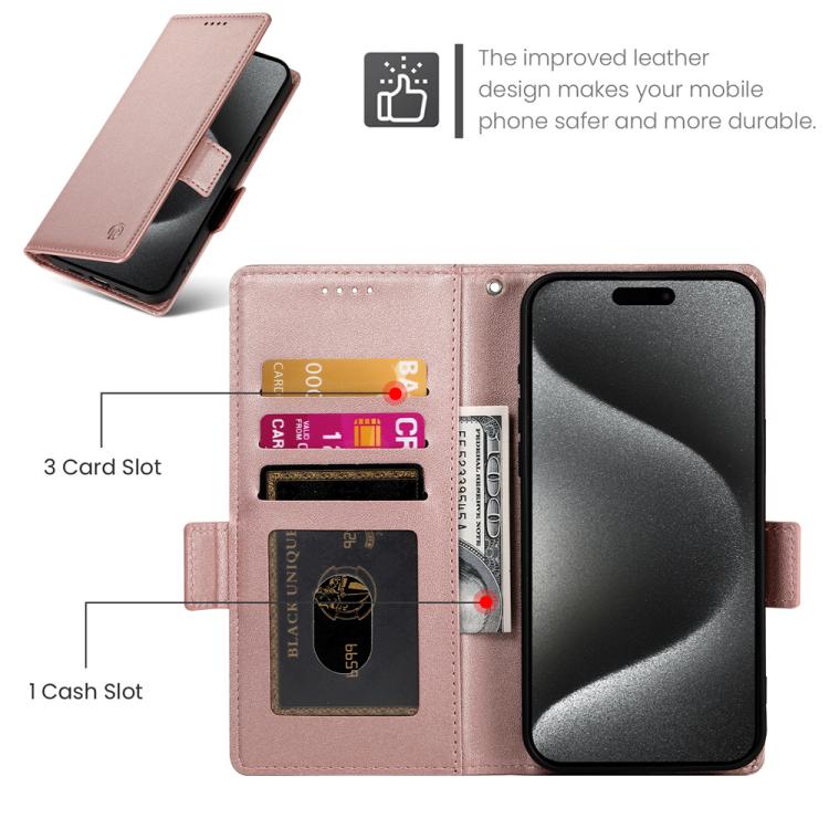 For iPhone Air Side Buckle Magnetic Frosted Leather Phone Case(Rose Gold) - iPhone Air Cases by buy2fix | Online Shopping UK | buy2fix