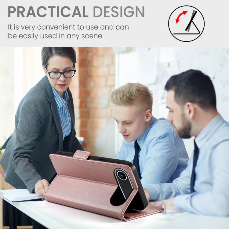 For iPhone Air Side Buckle Magnetic Frosted Leather Phone Case(Rose Gold) - iPhone Air Cases by buy2fix | Online Shopping UK | buy2fix