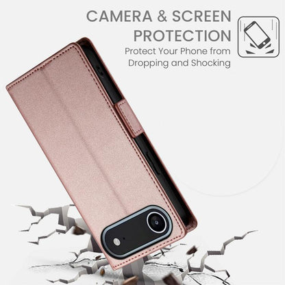 For iPhone Air Side Buckle Magnetic Frosted Leather Phone Case(Rose Gold) - iPhone Air Cases by buy2fix | Online Shopping UK | buy2fix