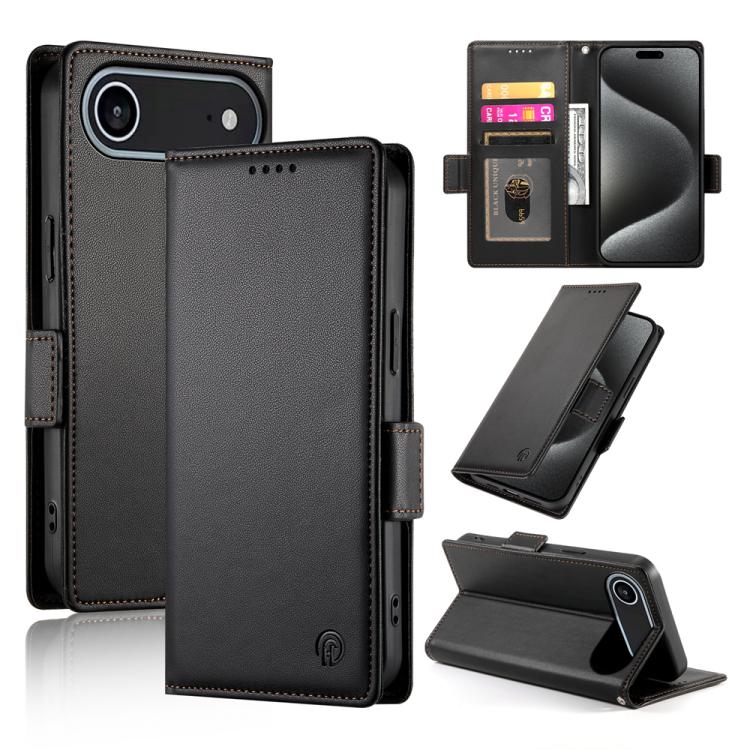 For iPhone Air Side Buckle Magnetic Frosted Leather Phone Case(Black) - iPhone Air Cases by buy2fix | Online Shopping UK | buy2fix