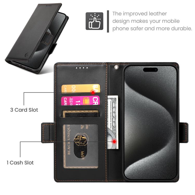 For iPhone Air Side Buckle Magnetic Frosted Leather Phone Case(Black) - iPhone Air Cases by buy2fix | Online Shopping UK | buy2fix