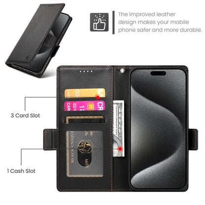 For iPhone Air Side Buckle Magnetic Frosted Leather Phone Case(Black) - iPhone Air Cases by buy2fix | Online Shopping UK | buy2fix