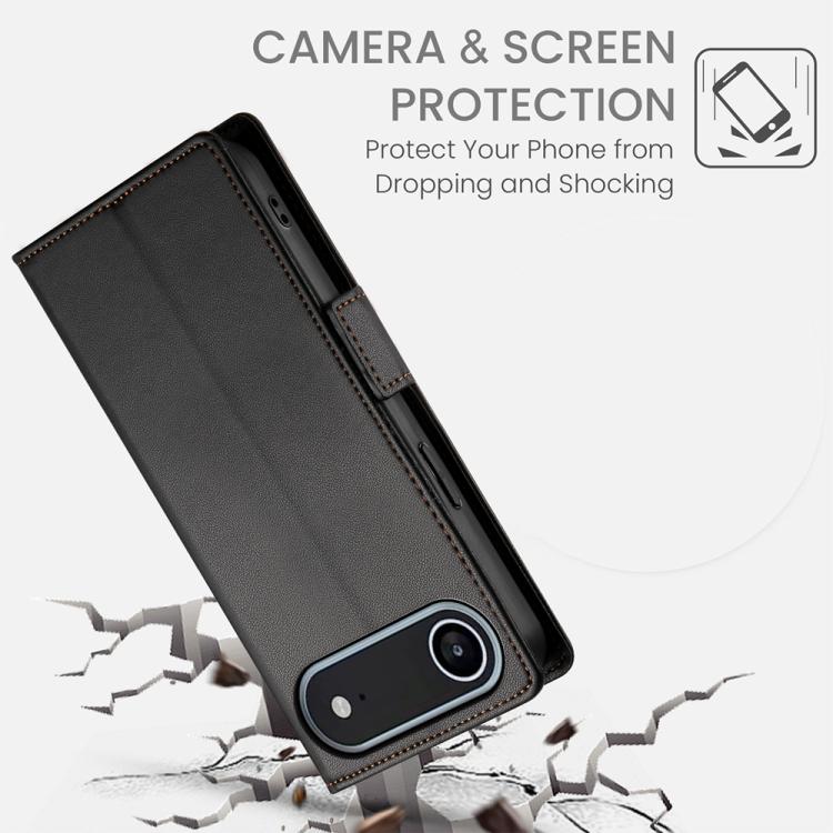 For iPhone Air Side Buckle Magnetic Frosted Leather Phone Case(Black) - iPhone Air Cases by buy2fix | Online Shopping UK | buy2fix