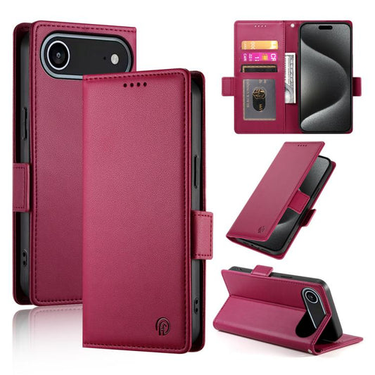 For iPhone Air Side Buckle Magnetic Frosted Leather Phone Case(Wine Red) - iPhone Air Cases by buy2fix | Online Shopping UK | buy2fix