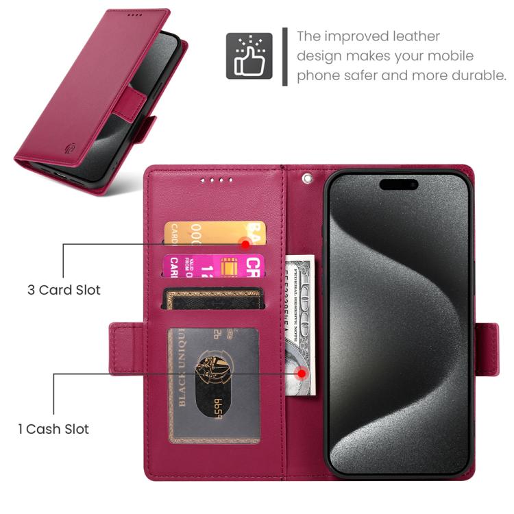 For iPhone Air Side Buckle Magnetic Frosted Leather Phone Case(Wine Red) - iPhone Air Cases by buy2fix | Online Shopping UK | buy2fix