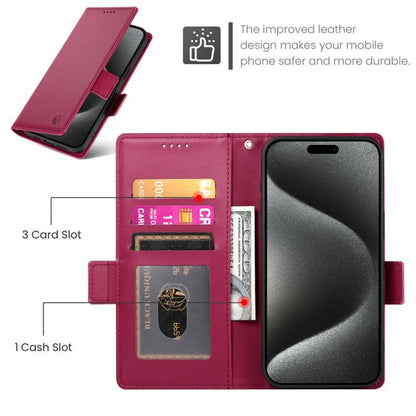 For iPhone Air Side Buckle Magnetic Frosted Leather Phone Case(Wine Red) - iPhone Air Cases by buy2fix | Online Shopping UK | buy2fix