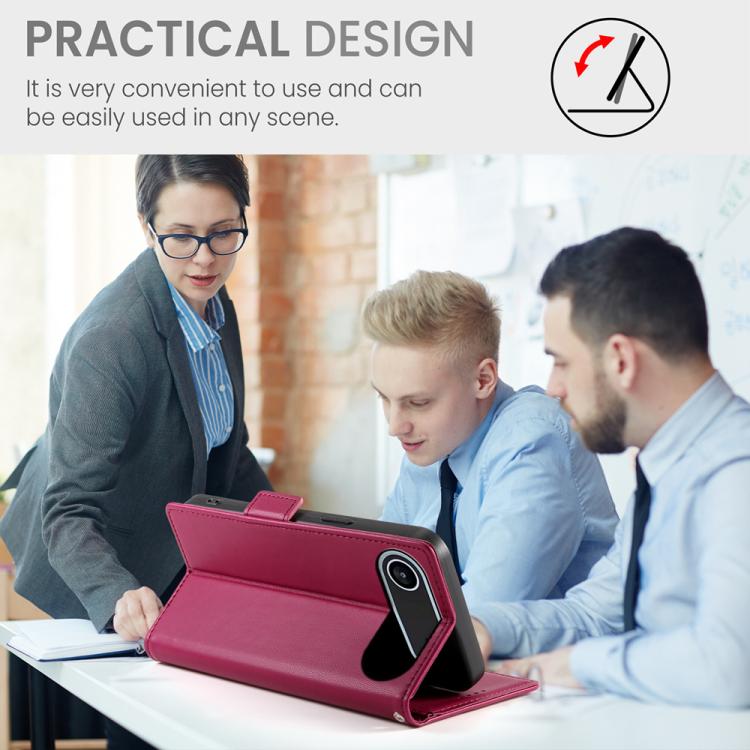 For iPhone Air Side Buckle Magnetic Frosted Leather Phone Case(Wine Red) - iPhone Air Cases by buy2fix | Online Shopping UK | buy2fix