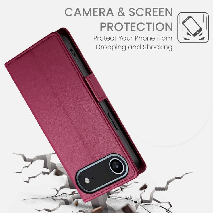 For iPhone Air Side Buckle Magnetic Frosted Leather Phone Case(Wine Red) - iPhone Air Cases by buy2fix | Online Shopping UK | buy2fix