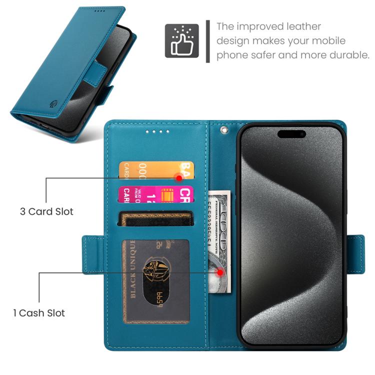 For iPhone Air Side Buckle Magnetic Frosted Leather Phone Case(Blue) - iPhone Air Cases by buy2fix | Online Shopping UK | buy2fix