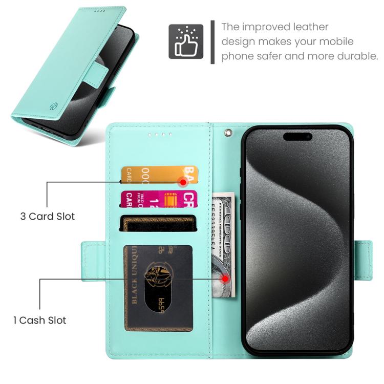 For iPhone Air Side Buckle Magnetic Frosted Leather Phone Case(Mint Green) - iPhone Air Cases by buy2fix | Online Shopping UK | buy2fix