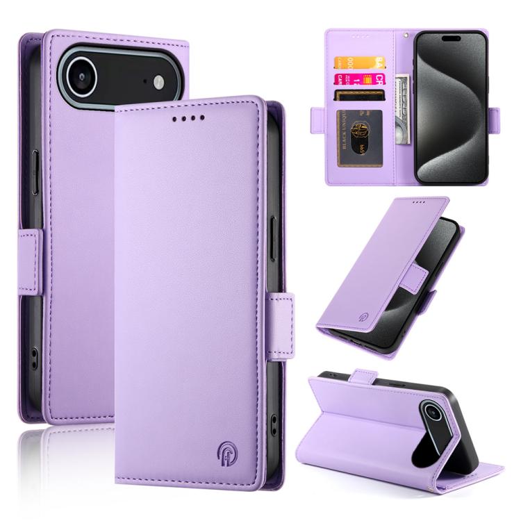 For iPhone Air Side Buckle Magnetic Frosted Leather Phone Case(Purple) - iPhone Air Cases by buy2fix | Online Shopping UK | buy2fix
