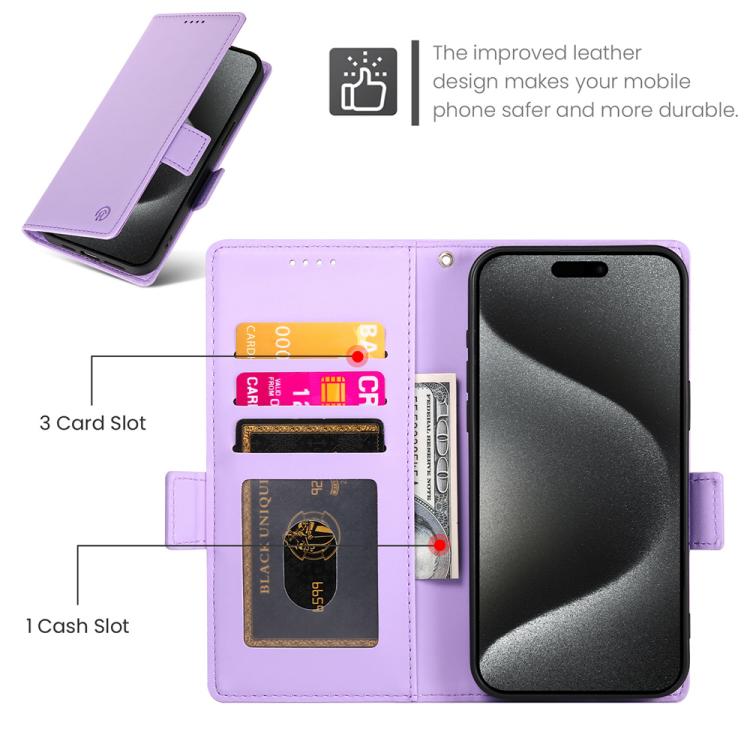 For iPhone Air Side Buckle Magnetic Frosted Leather Phone Case(Purple) - iPhone Air Cases by buy2fix | Online Shopping UK | buy2fix