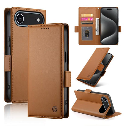 For iPhone Air Side Buckle Magnetic Frosted Leather Phone Case(Brown) - iPhone Air Cases by buy2fix | Online Shopping UK | buy2fix