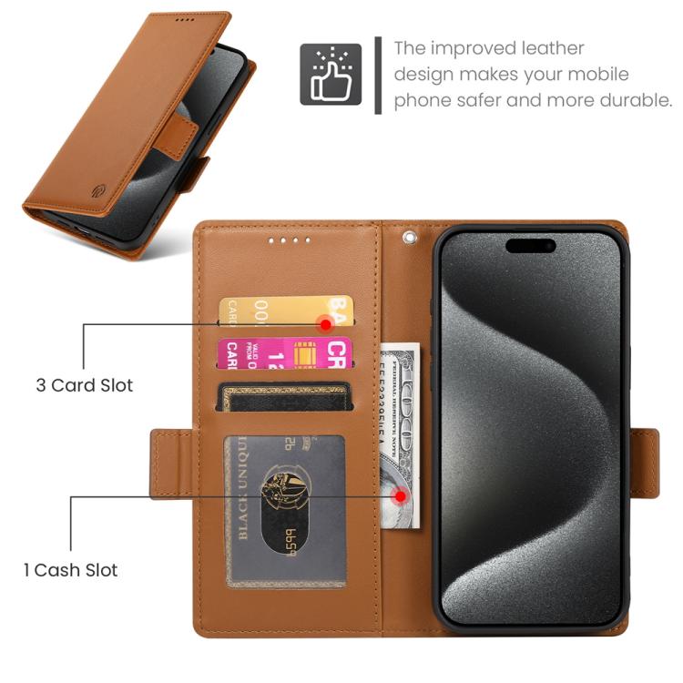 For iPhone Air Side Buckle Magnetic Frosted Leather Phone Case(Brown) - iPhone Air Cases by buy2fix | Online Shopping UK | buy2fix