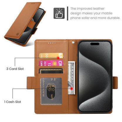 For iPhone Air Side Buckle Magnetic Frosted Leather Phone Case(Brown) - iPhone Air Cases by buy2fix | Online Shopping UK | buy2fix