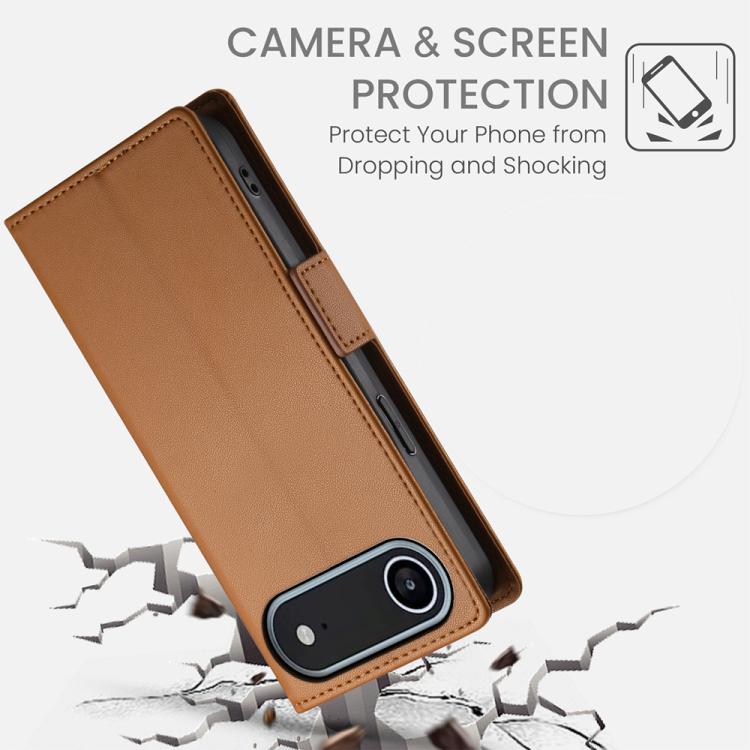 For iPhone Air Side Buckle Magnetic Frosted Leather Phone Case(Brown) - iPhone Air Cases by buy2fix | Online Shopping UK | buy2fix