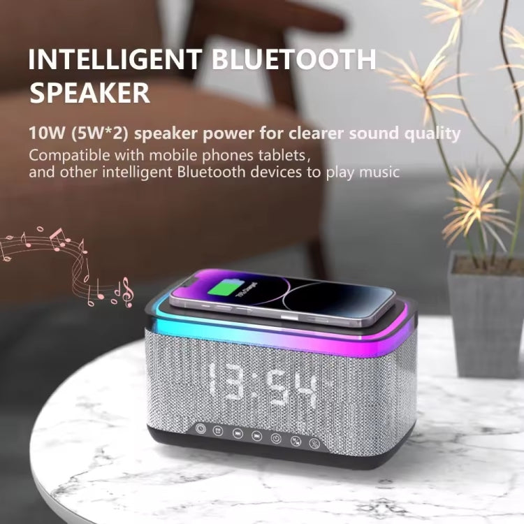 AEC S300 Portable 10W Power Multifunction Bluetooth Speaker Alarm Clock Wireless Charger(Black) - Desktop Speaker by AEC | Online Shopping UK | buy2fix