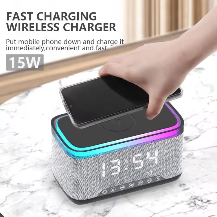AEC S300 Portable 10W Power Multifunction Bluetooth Speaker Alarm Clock Wireless Charger(Black) - Desktop Speaker by AEC | Online Shopping UK | buy2fix