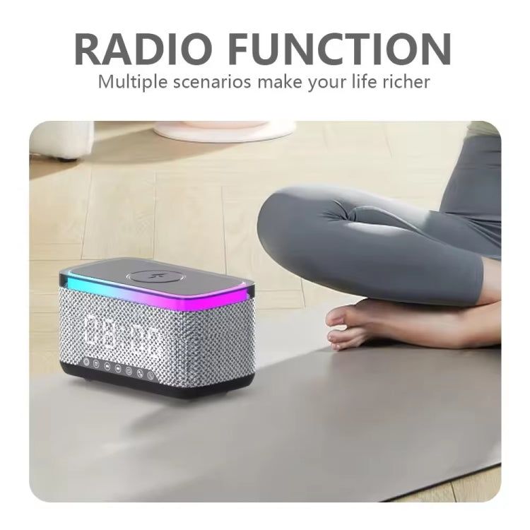 AEC S300 Portable 10W Power Multifunction Bluetooth Speaker Alarm Clock Wireless Charger(Black) - Desktop Speaker by AEC | Online Shopping UK | buy2fix