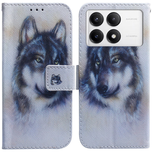 For Xiaomi Redmi K70 Pro / K70 Coloured Drawing Flip Leather Phone Case(White Wolf) by buy2fix