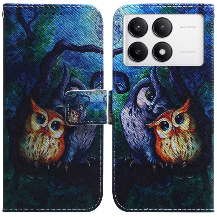 For Xiaomi Redmi K70 Pro / K70 Coloured Drawing Flip Leather Phone Case(Oil Painting Owl) by buy2fix
