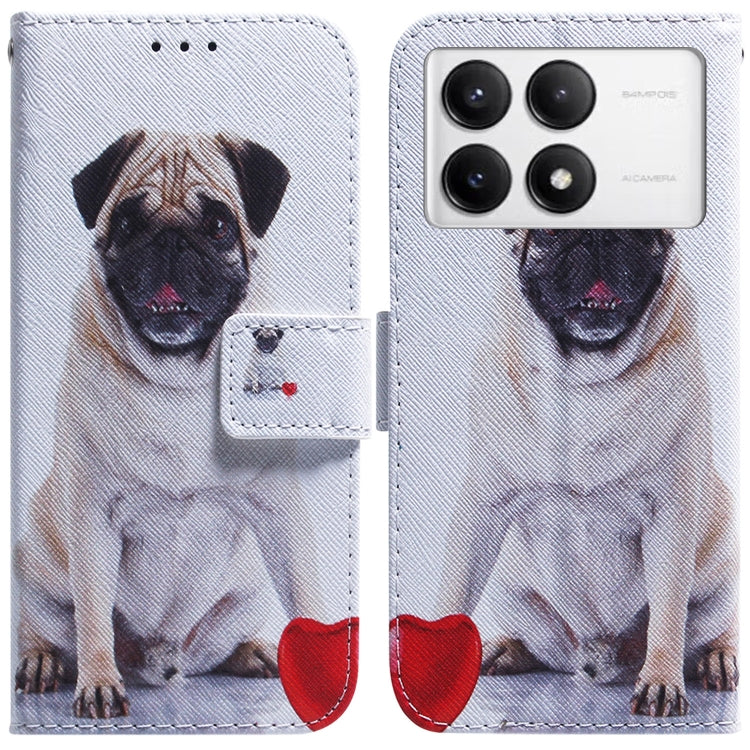 For Xiaomi Redmi K70 Pro / K70 Coloured Drawing Flip Leather Phone Case(Pug) by buy2fix